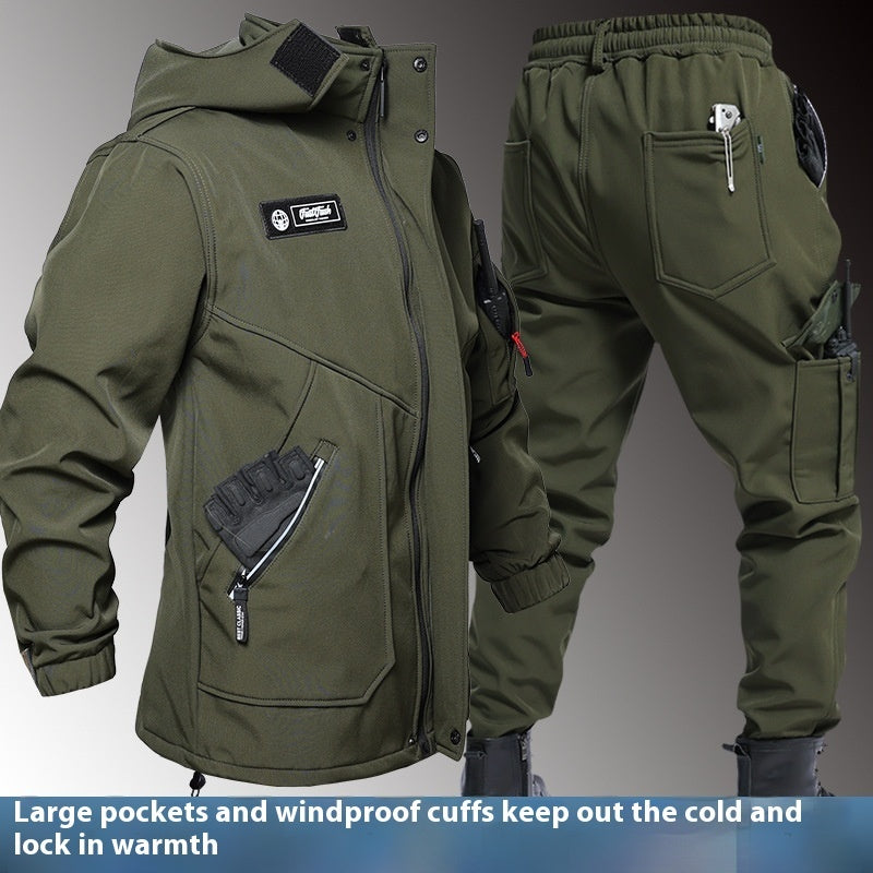 Herbst- und Winter-Fleece-gefütterte wasserdichte Jacke Anzug