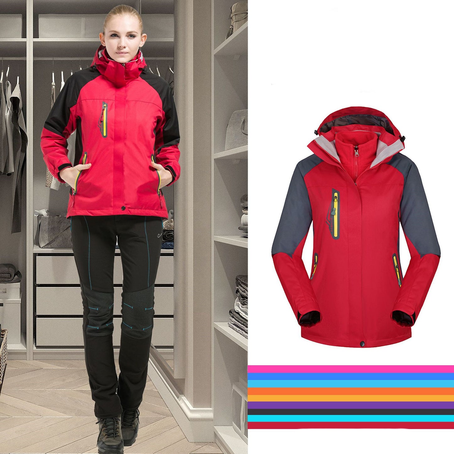 Damenmode Einfache Fleece Wasserabweisende Jacke