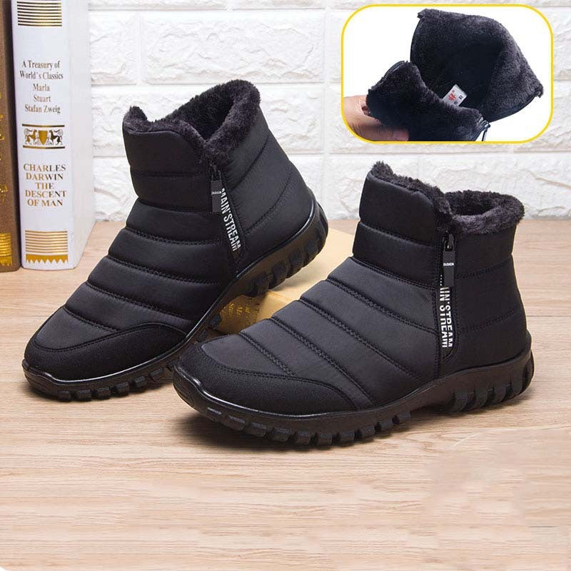 Winterstiefel für Männer wasserdicht warme Schuhe mit Plüsch-Reißverschluss-Design