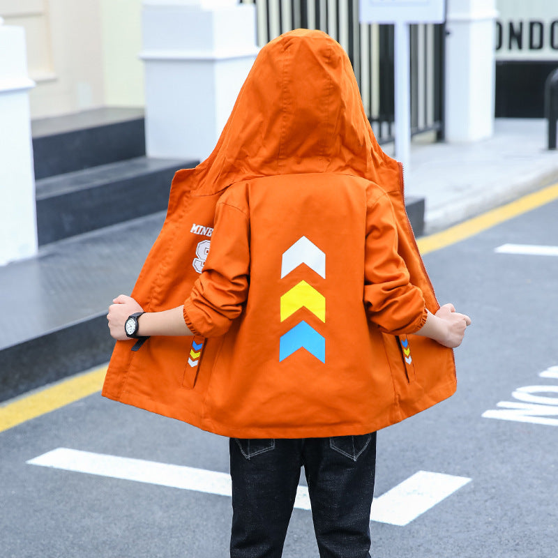 Herbst Trenchcoat für große Kinder mit Buchstaben-muster