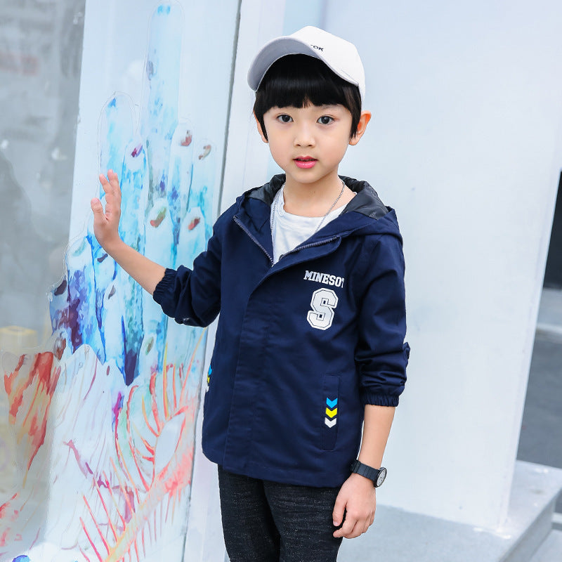 Herbst Trenchcoat für große Kinder mit Buchstaben-muster