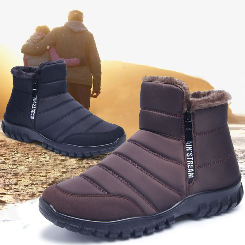 Winterstiefel für Männer wasserdicht warme Schuhe mit Plüsch-Reißverschluss-Design
