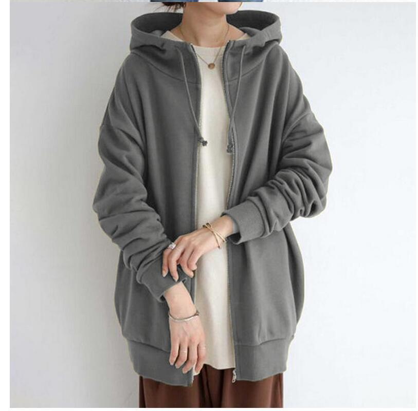 Damen Fuzzy Hoodie – Langer Sport-Pullover mit Reißverschluss