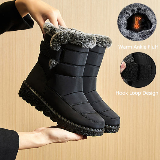 Winter Schnee Stiefel Warme Plüsch Plattform Stiefel Wasserdichte Klettschuhe