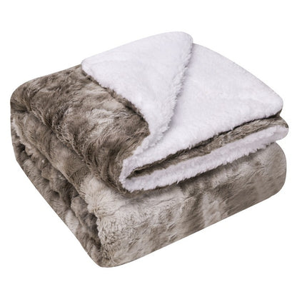 Verdickter Flanell Lammwolle Composite Double Blanket Freizeitdecke Geschenkdecke