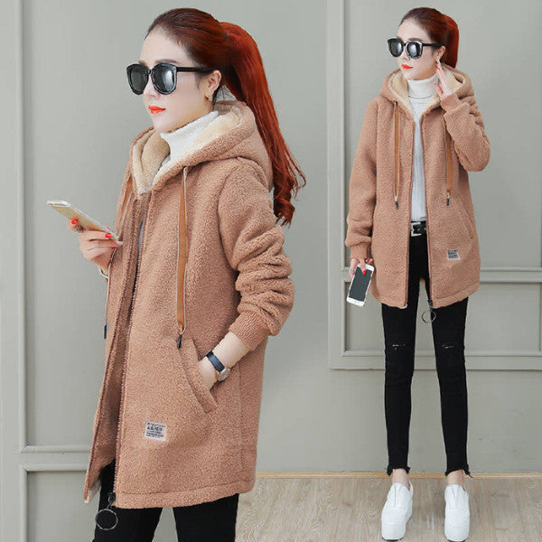 Herbst Winter Mantel Strickjacke Winter Kunstlammfellmantel