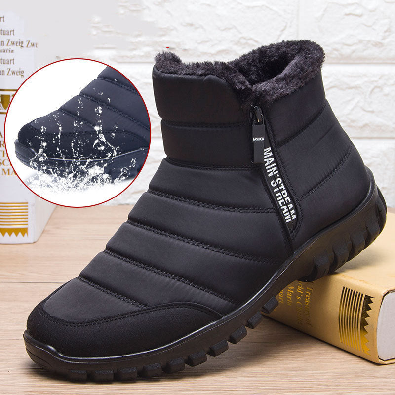 Winterstiefel für Männer wasserdicht warme Schuhe mit Plüsch-Reißverschluss-Design