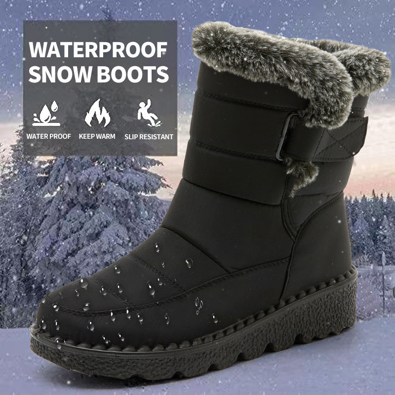 Winter Schnee Stiefel Warme Plüsch Plattform Stiefel Wasserdichte Klettschuhe