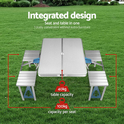 “Outdoor Klapptisch und Stuhl Set aus Aluminium - Ideal für Camping, Grillen und Haushalt