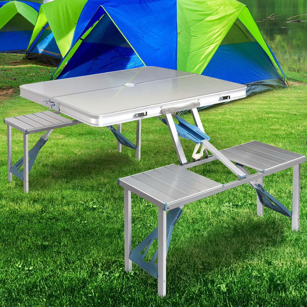 “Outdoor Klapptisch und Stuhl Set aus Aluminium - Ideal für Camping, Grillen und Haushalt