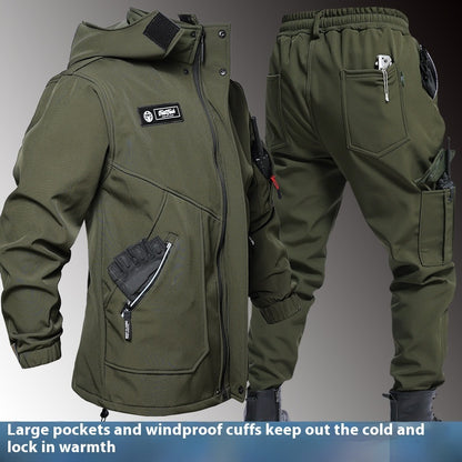 Herbst- und Winter-Fleece-gefütterte wasserdichte Jacke Anzug