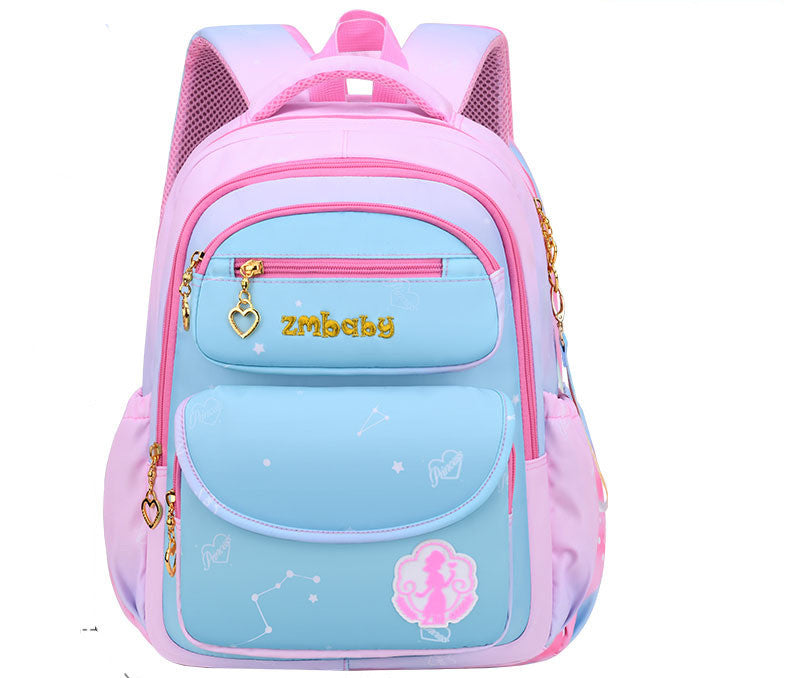 Kamida Grundschul-Schultasche, weiblich, süßer Farbverlaufsrucksack, 1–3–6 Klasse, große Kapazität