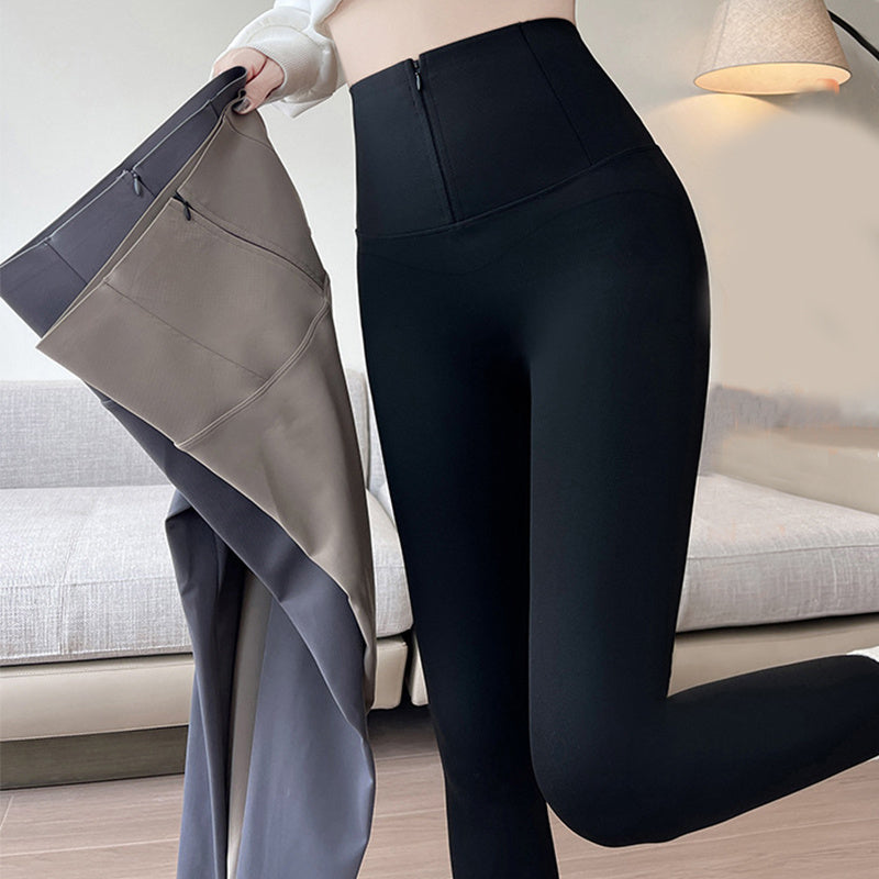 Bauchkontrollierende Po-Lifting-Leggings - Winter Hohe Taille Slim Fit mit Reißverschluss