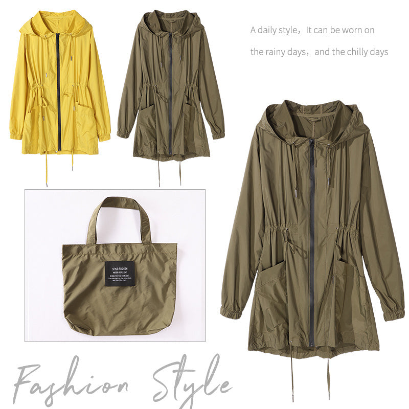 Damen Regenmantel Tunika Trenchcoat