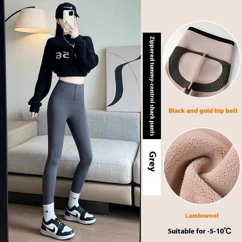 Bauchkontrollierende Po-Lifting-Leggings - Winter Hohe Taille Slim Fit mit Reißverschluss