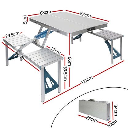 “Outdoor Klapptisch und Stuhl Set aus Aluminium - Ideal für Camping, Grillen und Haushalt