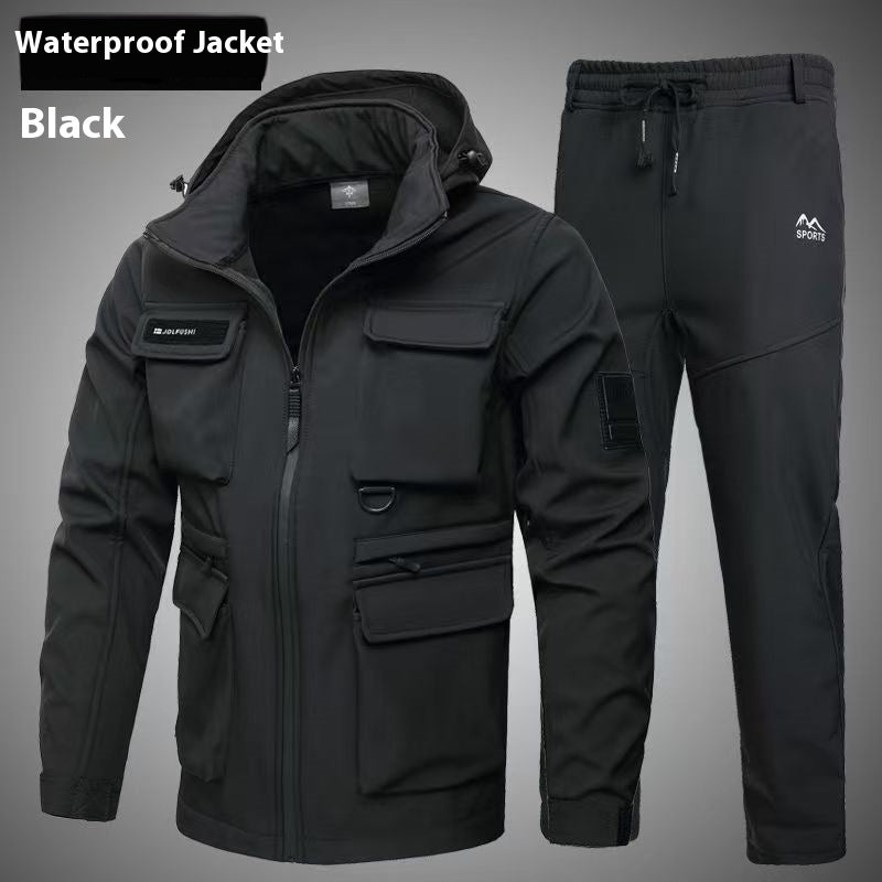 Herbst- und Winter-Fleece-gefütterte wasserdichte Jacke Anzug