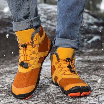 Mit Fleece gefütterte, wasserabweisende Fünf-Finger-Schneestiefel, rutschfeste Thermo-Schuhe mit Baumwollpolsterung