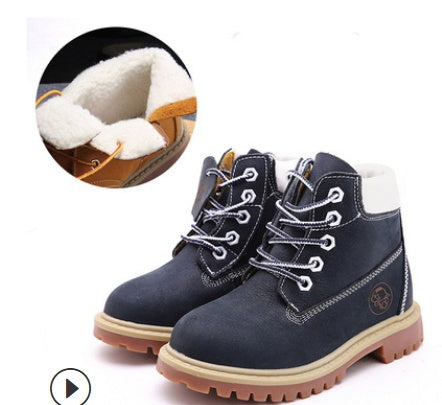 Kinder Martin Stiefel Gelb - Wasserdichte Outdoor Wanderschuhe aus Leder