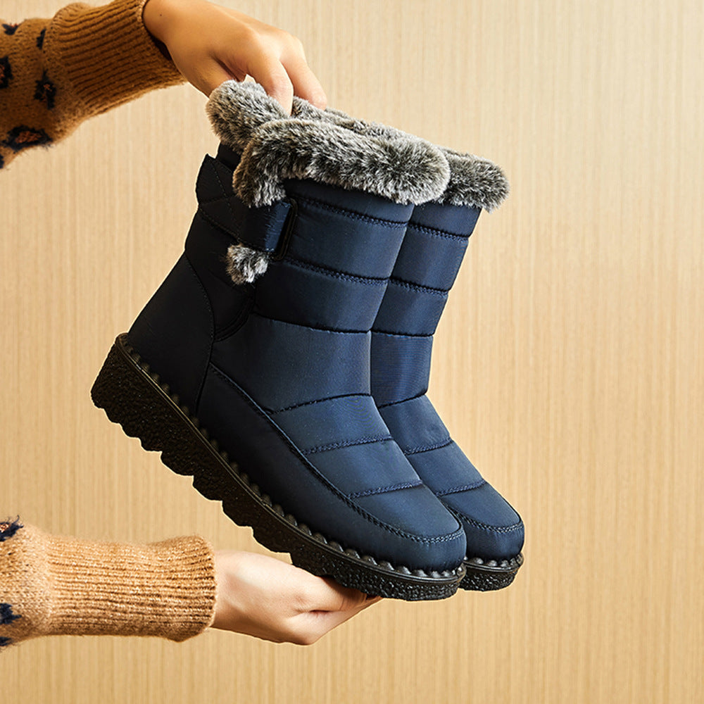 Winter Schnee Stiefel Warme Plüsch Plattform Stiefel Wasserdichte Klettschuhe