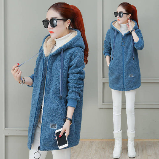 Herbst Winter Mantel Strickjacke Winter Kunstlammfellmantel