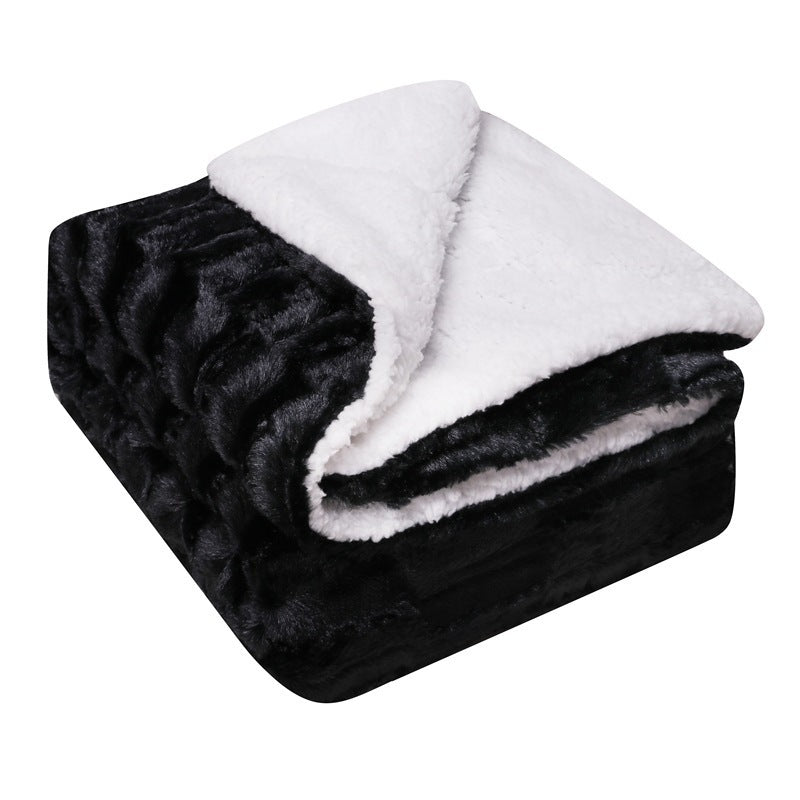 Verdickter Flanell Lammwolle Composite Double Blanket Freizeitdecke Geschenkdecke