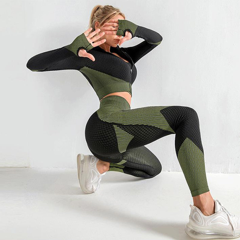 “3PCS Nahtloses Yoga Set - Sport-BH, Leggings & Crop Top”