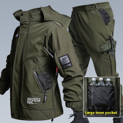 Herbst- und Winter-Fleece-gefütterte wasserdichte Jacke Anzug