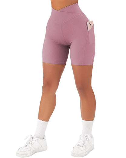 Women's Cross Sports Tight Short Belt Pockets