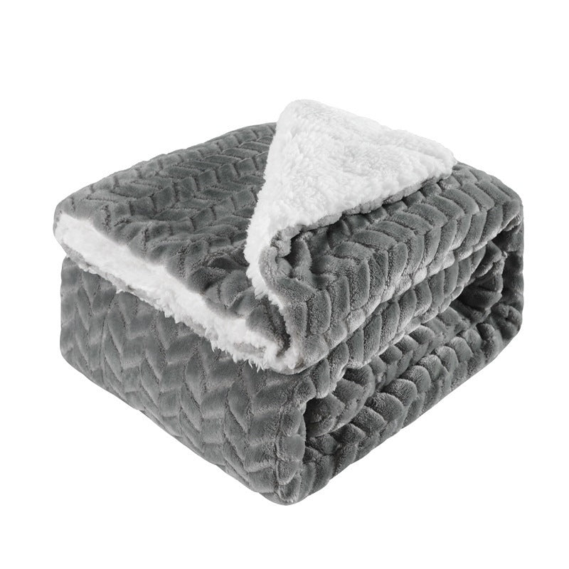 Verdickter Flanell Lammwolle Composite Double Blanket Freizeitdecke Geschenkdecke