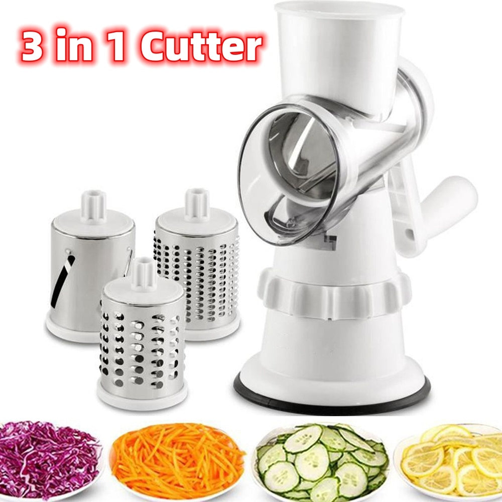 3-in-1 Gemüseschneider manuell – Reibe, Zerkleinerer & Mandoline