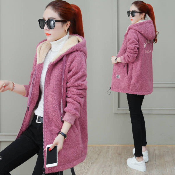 Herbst Winter Mantel Strickjacke Winter Kunstlammfellmantel