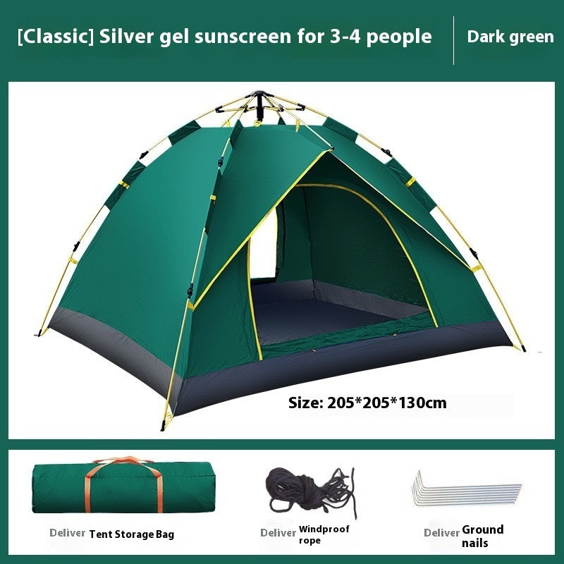 Automatik Campingzelt für 3-4 Personen – Wasserdicht mit Regen- & Sonnenschutz