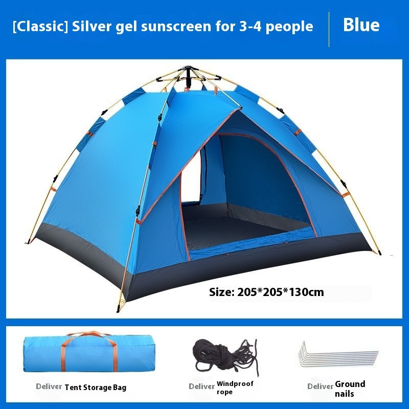 Automatik Campingzelt für 3-4 Personen – Wasserdicht mit Regen- & Sonnenschutz
