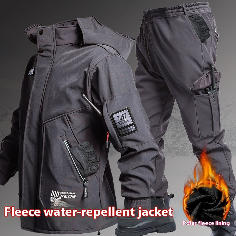 Herbst- und Winter-Fleece-gefütterte wasserdichte Jacke Anzug
