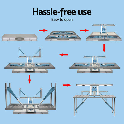 “Outdoor Klapptisch und Stuhl Set aus Aluminium - Ideal für Camping, Grillen und Haushalt