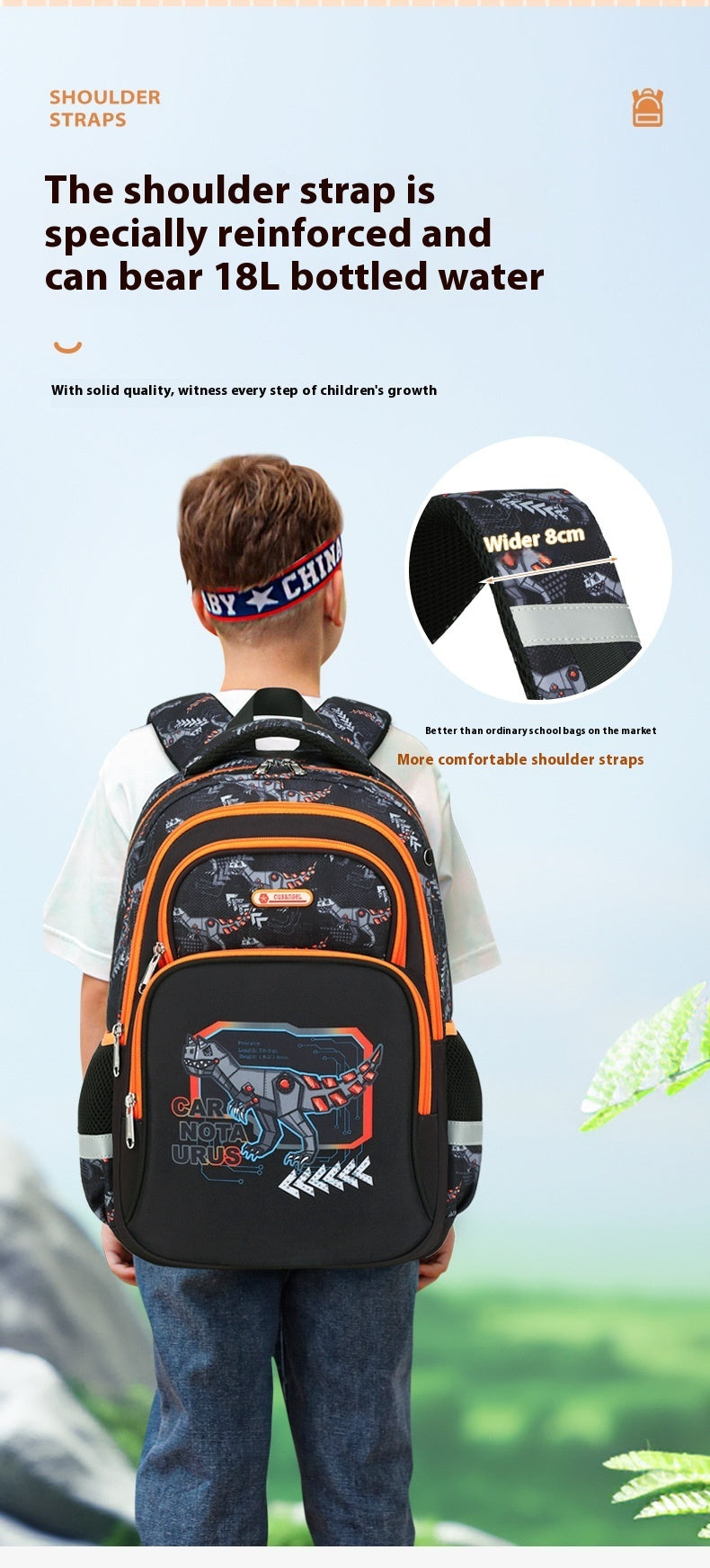 Primary School Student Schoolbag Boys Stylish And Lightweight Grade 1-3 Children Backpack