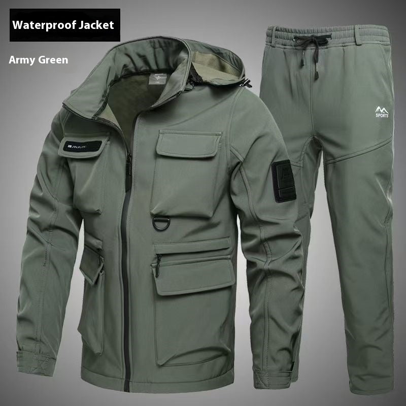Herbst- und Winter-Fleece-gefütterte wasserdichte Jacke Anzug