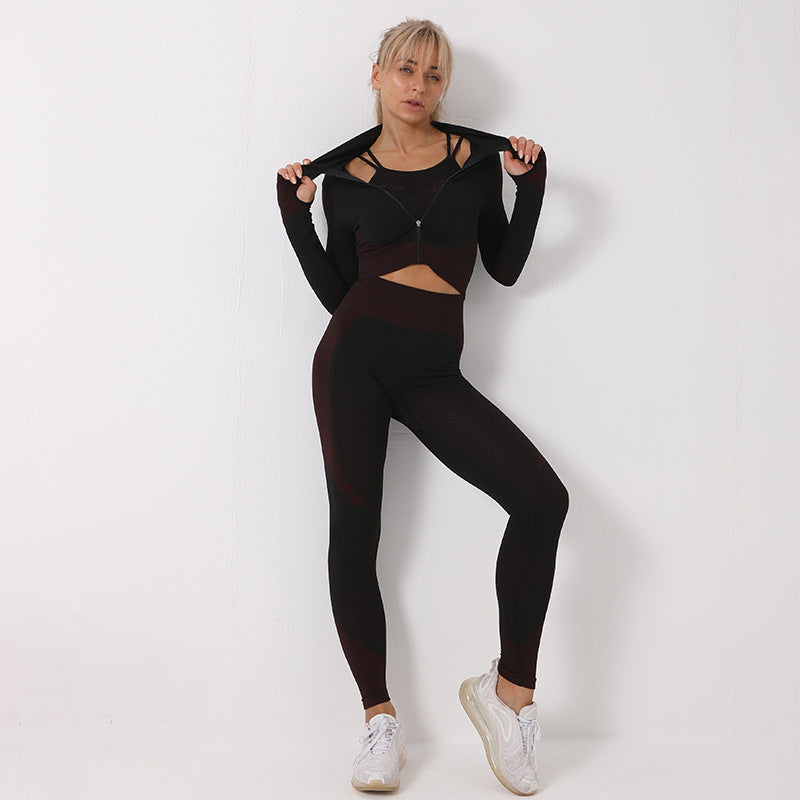 “3PCS Nahtloses Yoga Set - Sport-BH, Leggings & Crop Top”