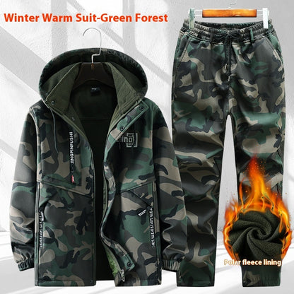 Herbst- und Winter-Fleece-gefütterte wasserdichte Jacke Anzug