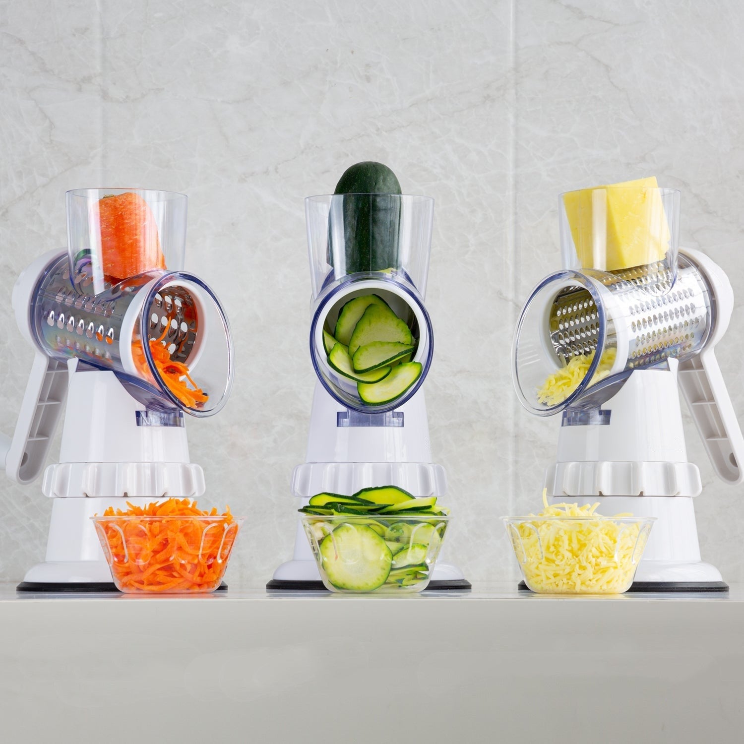 3-in-1 Gemüseschneider manuell – Reibe, Zerkleinerer & Mandoline