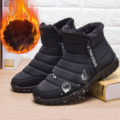 Winterstiefel für Männer wasserdicht warme Schuhe mit Plüsch-Reißverschluss-Design