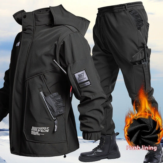Herbst- und Winter-Fleece-gefütterte wasserdichte Jacke Anzug