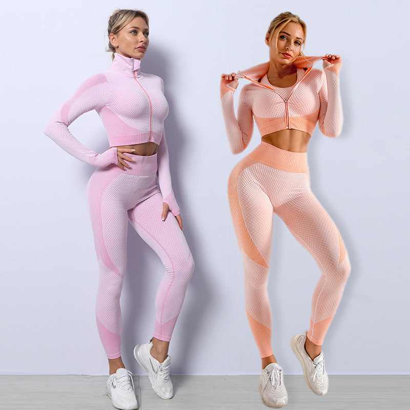 “3PCS Nahtloses Yoga Set - Sport-BH, Leggings & Crop Top”