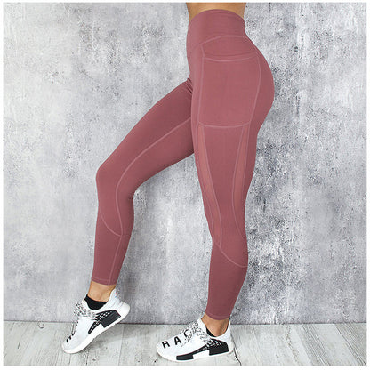 Schnell trocknende Mesh-Stitching kurz geschnittene Sport-Fitness-Yoga-Leggings