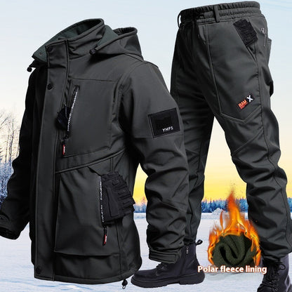 Herbst- und Winter-Fleece-gefütterte wasserdichte Jacke Anzug