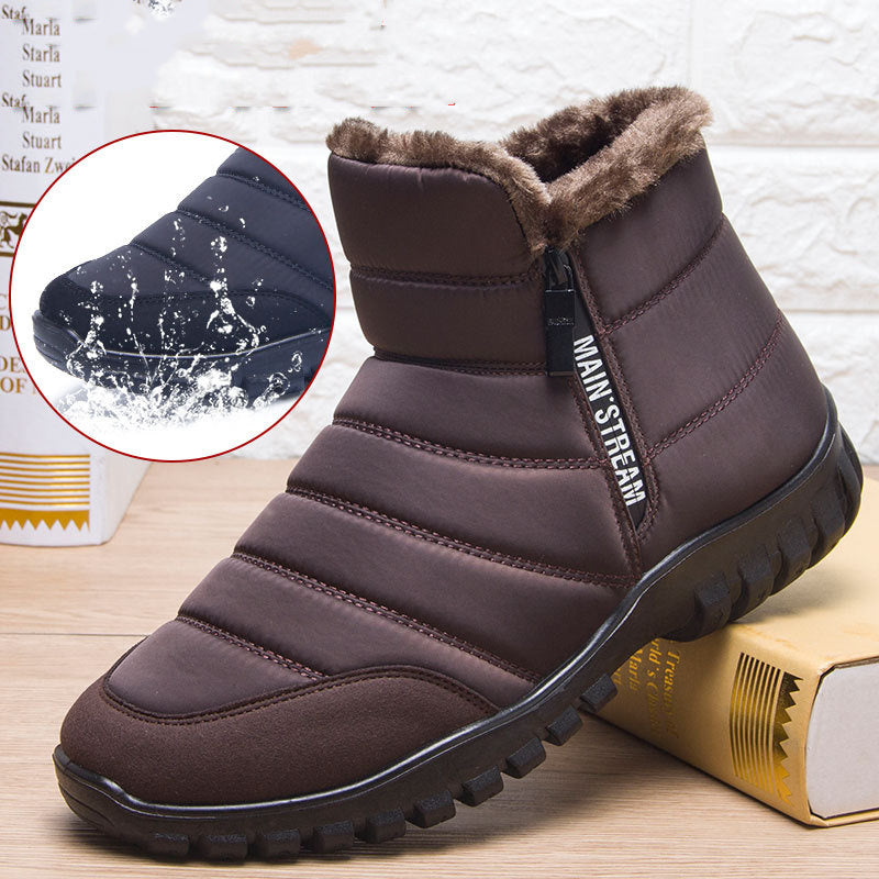Winterstiefel für Männer wasserdicht warme Schuhe mit Plüsch-Reißverschluss-Design