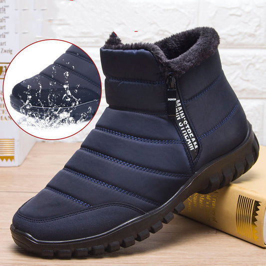 Winterstiefel für Männer wasserdicht warme Schuhe mit Plüsch-Reißverschluss-Design
